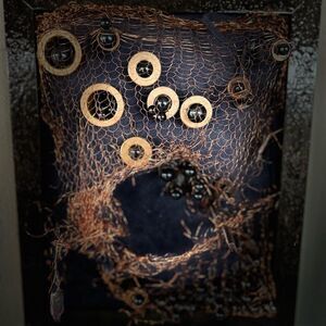 Original mixed media Abstract Collage titled The Party's Over 8"x10" Lisa Lutz